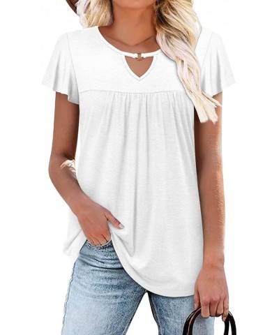 Womens T Shirt Loose Fit Short Sleeve Shirts Floral Summer Tunic Top A White $15.36 Tops