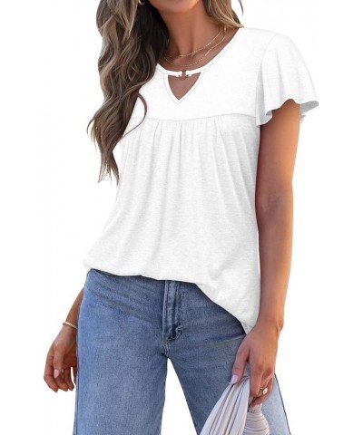 Womens T Shirt Loose Fit Short Sleeve Shirts Floral Summer Tunic Top A White $15.36 Tops