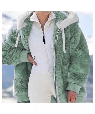 Women Oversized Winter Coat Jacket Zip Up Hooded Coats Shaggy Fleece Open Front Jackets Thick Sherpa Lined Warm Tops 5 Green ...