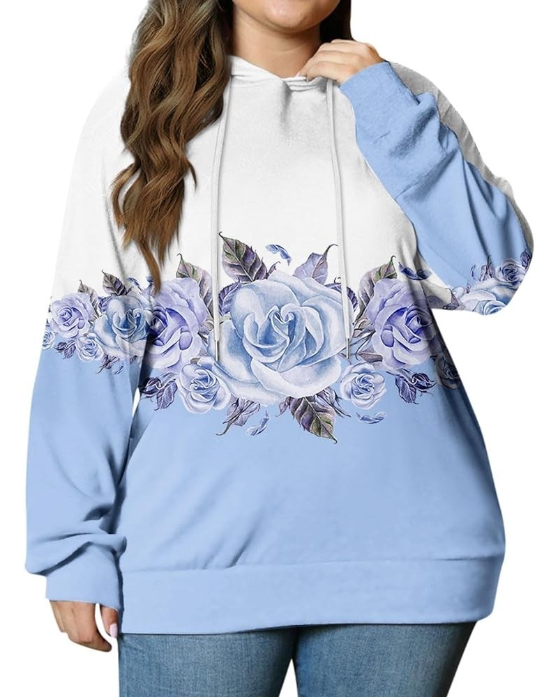 Womens Oversized Hoodie 4X-5X Long Sleeve Sweatshirt Fall Pullover Plus Size Drawstring Hooded Clothes 2023 Fall S69-blue $9....