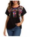 Women's Embroidered Mexican Peasant Blouse Mexico Summer Shirt Short Sleeve 290bk $19.46 Blouses