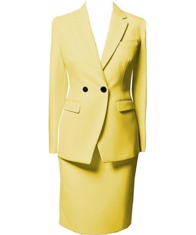 Women's Business Suit 2 Pieces Solid Blazer Jacket and Skirt Set for Office Work Tea Green $34.78 Suits