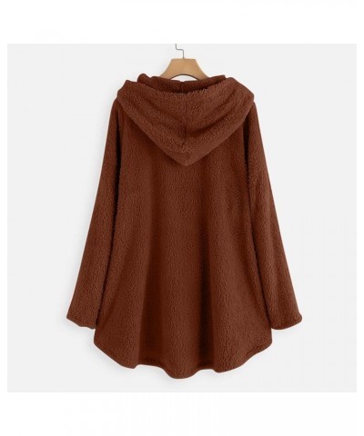 Women's Winter Coats Fashion Plush Pocket Long Sleeve Warm Coats Hooded Plush winter Coat For Women 2023 C-brown $11.34 Jackets