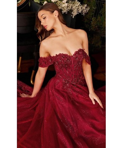 Glitter Tulle Prom Dresses for Women Long Ball Gown Lace Appliques A-Line Formal Evening Dresses Blush $44.32 Dresses