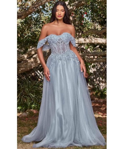 Glitter Tulle Prom Dresses for Women Long Ball Gown Lace Appliques A-Line Formal Evening Dresses Blush $44.32 Dresses