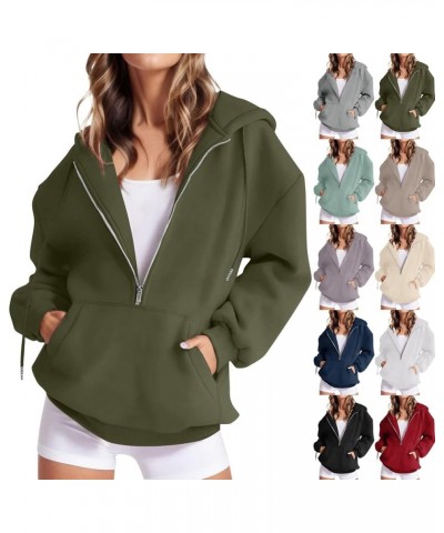 Womens Quarter Zip Pullover Long Sleeve Half Zip Hoodies Fleece Oversized Sweatshirt Fall Sweatshirts with Pockets A-purple $...