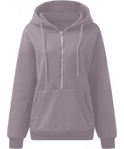 Womens Quarter Zip Pullover Long Sleeve Half Zip Hoodies Fleece Oversized Sweatshirt Fall Sweatshirts with Pockets A-purple $...