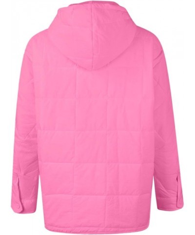 Puffer Jacket Womens Quilted Pullover Long Sleeve Button Hooded Packable Puffer Jackets Oversize Winter Warm Coats 01-pink $2...