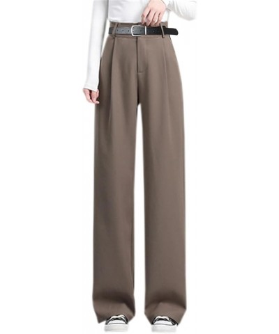 Womens Wide Leg Dress Pants High Waisted Long Casual Straight Trousers for Office,X-Small - XX-Large 2 Belt-brown $20.55 Pants