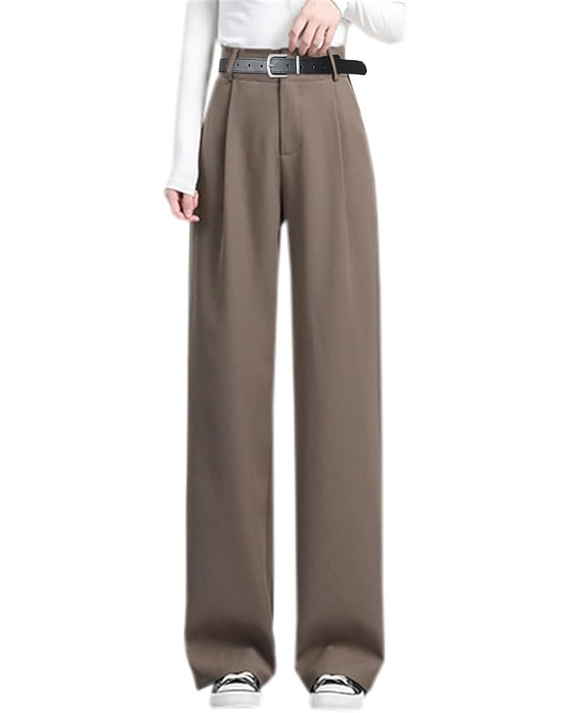 Womens Wide Leg Dress Pants High Waisted Long Casual Straight Trousers for Office,X-Small - XX-Large 2 Belt-brown $20.55 Pants