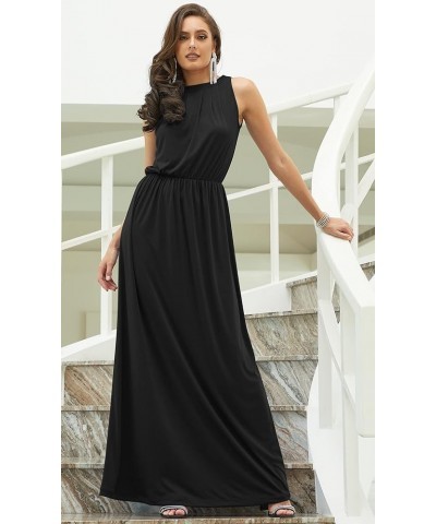 Sexy Sleeveless Flowy Summer Casual Formal Gown Black $15.98 Dresses