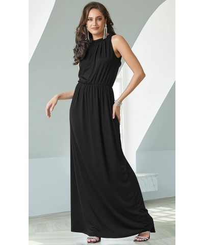 Sexy Sleeveless Flowy Summer Casual Formal Gown Black $15.98 Dresses