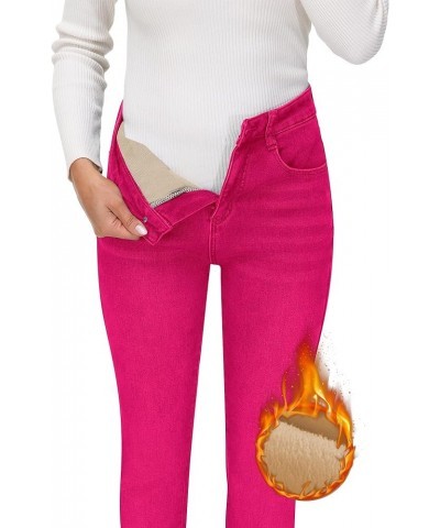 Women's Fleece Lined Jeans Winter Flannel Lined Pants Thicken Stretch Warm Thermal Skinny Jeans C_hot Pink(fleece Lined) $23....