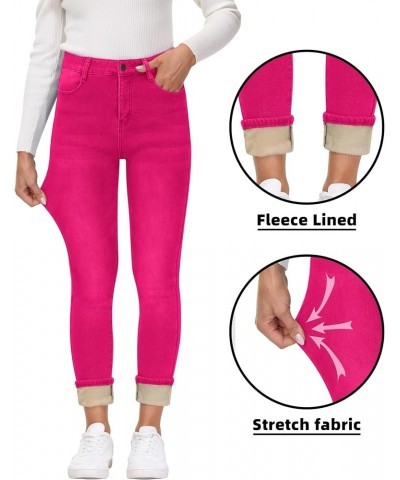 Women's Fleece Lined Jeans Winter Flannel Lined Pants Thicken Stretch Warm Thermal Skinny Jeans C_hot Pink(fleece Lined) $23....