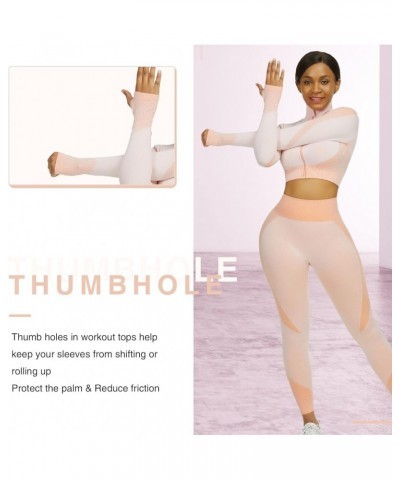 Workout Sets for Women-2 Piece Seamless Yoga Outfit High Waist Leggings Crop Top Gym Sets 2 Piece-pink $23.39 Activewear