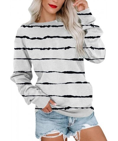 Fall Tops for Women 2023 Trendy Long Sleeved Crew Neck Daily Shirt Comfortable Leisure Pullover Sweatshirt White 15 $3.71 Act...