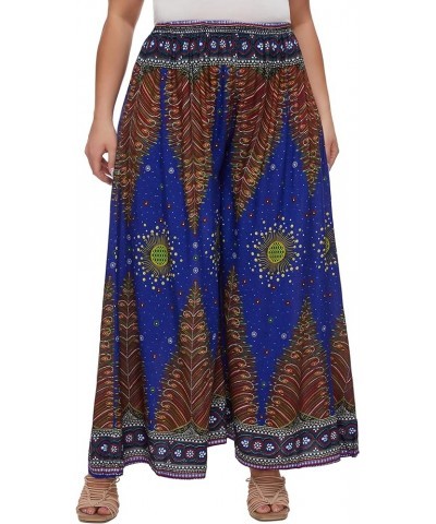 Women Wide Leg Palazzo Pants Plus Size Hippie Bohemian Flora Printed 1X 2X 3X Dark Blue-14211 $14.96 Pants