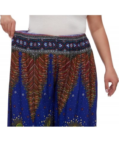 Women Wide Leg Palazzo Pants Plus Size Hippie Bohemian Flora Printed 1X 2X 3X Dark Blue-14211 $14.96 Pants