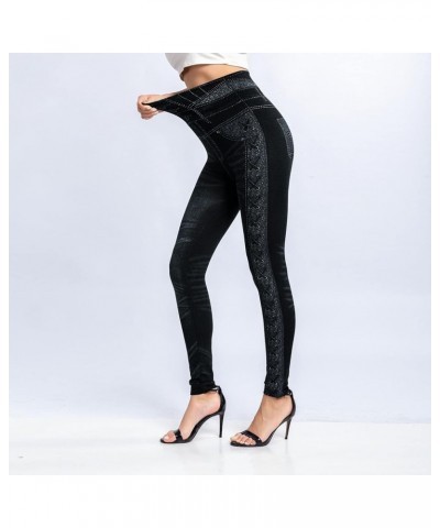 Stretch Denim Leggings for Women-Comfortable and Stylish Pants Za-black $6.49 Leggings