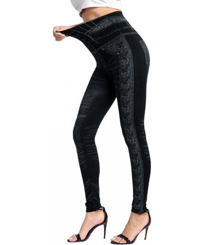 Stretch Denim Leggings for Women-Comfortable and Stylish Pants Za-black $6.49 Leggings