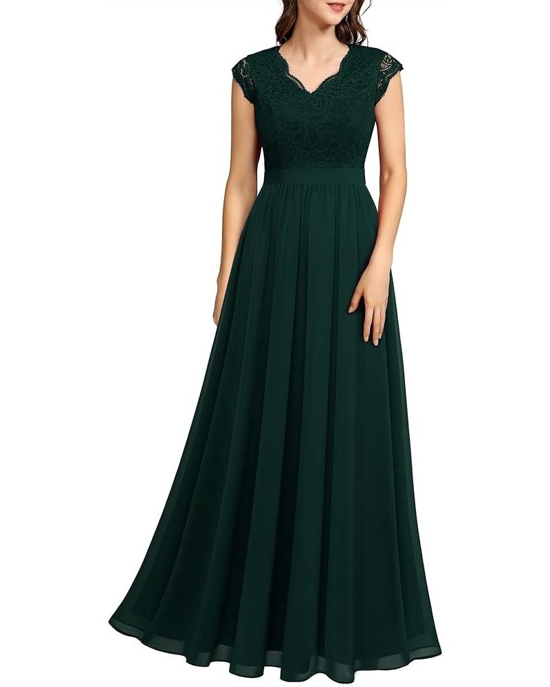 Women's V Neck Sleeveless Lace Bridesmaid Dress Wedding Party Gown V Neck- Green $32.99 Dresses