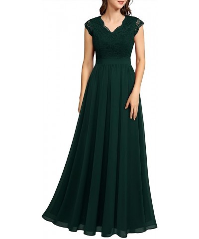 Women's V Neck Sleeveless Lace Bridesmaid Dress Wedding Party Gown V Neck- Green $32.99 Dresses