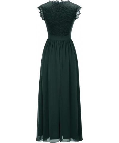 Women's V Neck Sleeveless Lace Bridesmaid Dress Wedding Party Gown V Neck- Green $32.99 Dresses