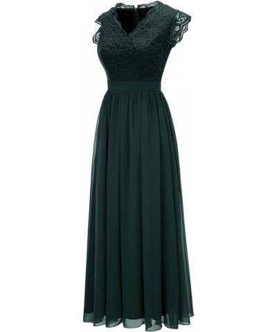 Women's V Neck Sleeveless Lace Bridesmaid Dress Wedding Party Gown V Neck- Green $32.99 Dresses