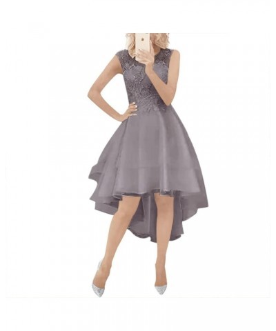 Prom Dresses High Low Homecoming Dress Lace Wedding Dress Applique Bridal Gowns Cocktail Party for Women Mauve $51.70 Dresses