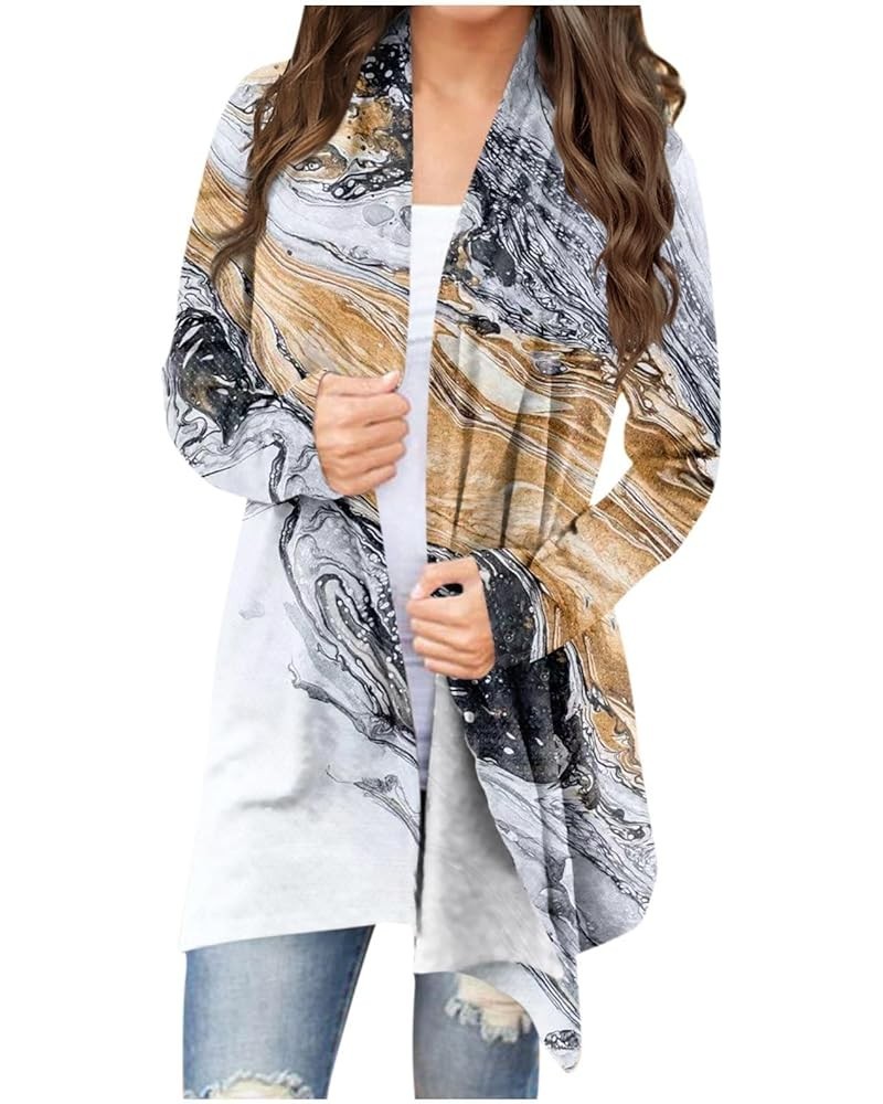 Spring Fashion for Women,2024 Spring Trendy Print Cardigan Fashion Casual Floral Print Medium Length Cardigan Jacket Coat 4-g...