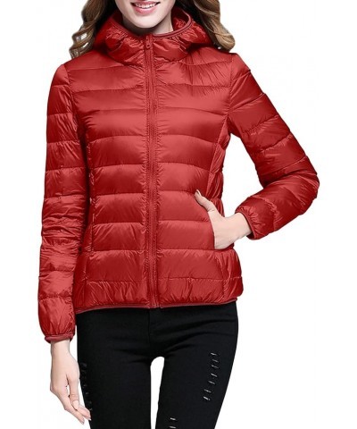 Long Vest For Women Sleeveless Puffer Windproof Winter Coat With Recycled Insulation Winter Slim Short Hooded Warm Red-4 $15....