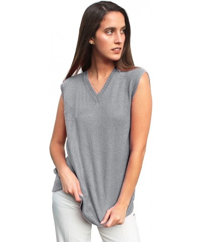 Peru Women’s Alpaca Wool V Neck Sweater Vest, S-4XL Silver $27.78 Sweaters