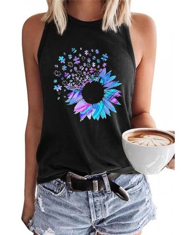 Women's Floral Tank Tops Casual Summer Cap Sleeve Sleeveless Wildflowers Floral Graphic Tees Tops A-black $10.79 Tops