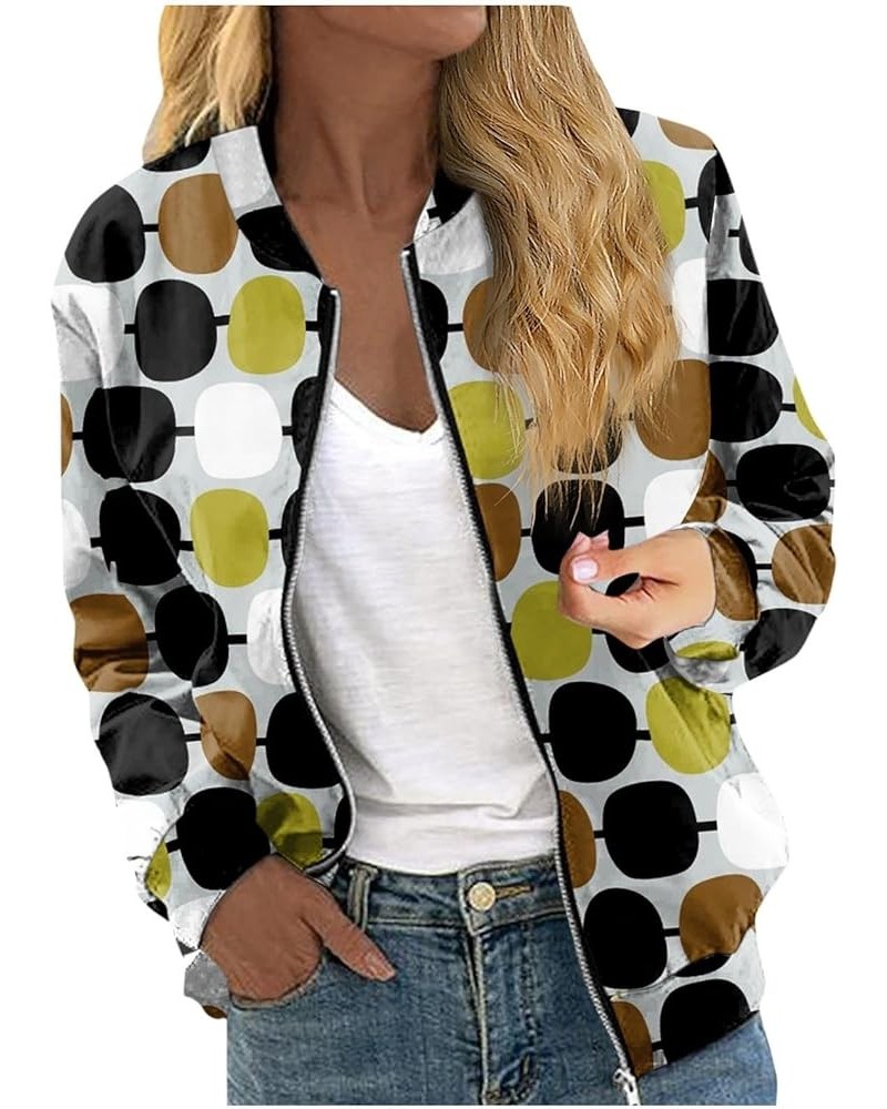 Women Clothing,2023 Trendy Women Casual Jacket Jackets For Women Long Sleeve Lightweight Zip Up Cropped Fashion Print 5-yello...