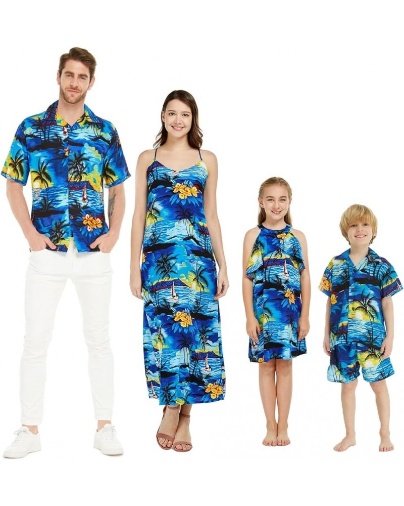 Matchable Family Hawaiian Luau Men Women Girl Boy Clothes in Sunset Blue Women Women Tiered $7.15 Jewelry