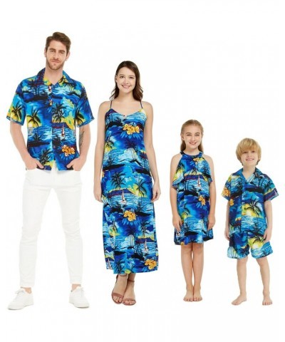 Matchable Family Hawaiian Luau Men Women Girl Boy Clothes in Sunset Blue Women Women Tiered $7.15 Jewelry