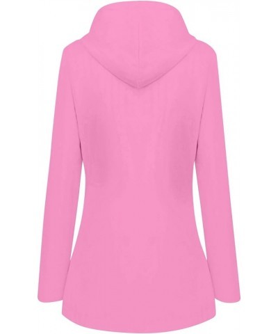 Rain Jackets For Women Waterproof With Hood Plus Size Soild Windproof Hiking Lightweight Coat 03-pink $9.00 Coats