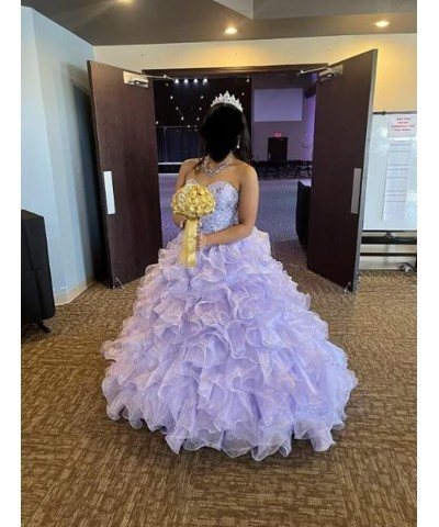 Women's Organza Ruffles Quinceanera Beaded Sweetheart Prom Ball Gown Turquoise $69.30 Dresses