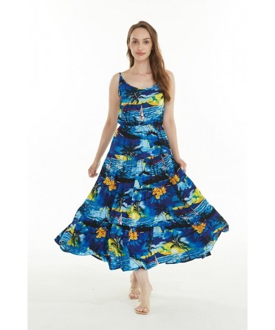 Matchable Family Hawaiian Luau Men Women Girl Boy Clothes in Sunset Blue Women Women Tiered $7.15 Jewelry