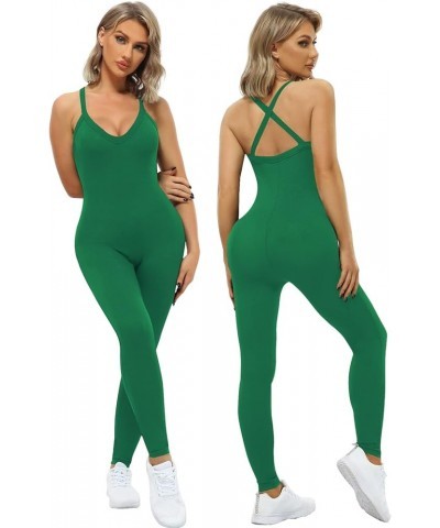 Women's Sexy Sleeveless Bodycon V Neck Tank Long Rompers One Piece Crisscross Back Jumpsuits Playsuit Clubwear Jumpsuits Gree...