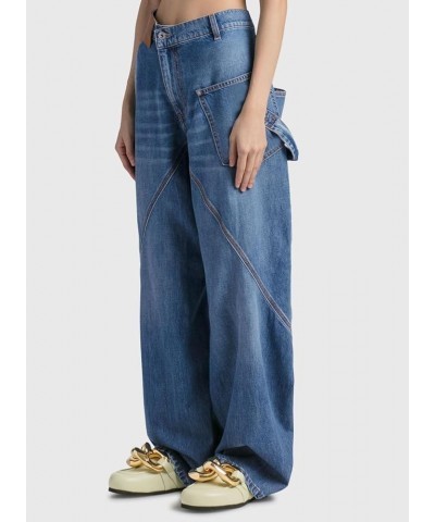 Cargo Pants Women High Waist Wide Leg Baggy Boyfriend Y2K Denim Jeans Blue $26.21 Jeans