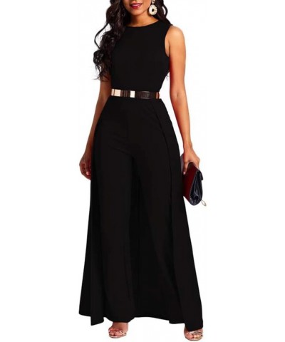 Patchwork Overlay Embellished Plain Women's Jumpsuit High-Waist Woman Romper Black $24.61 Jumpsuits