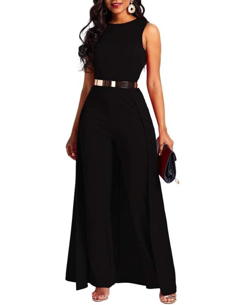 Patchwork Overlay Embellished Plain Women's Jumpsuit High-Waist Woman Romper Black $24.61 Jumpsuits