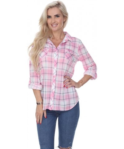 Oakley Plaid Top Pink/White $16.39 Blouses