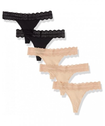 Women's Micro with Lace Band Thong Panty Bare 5 Pack $9.11 Lingerie