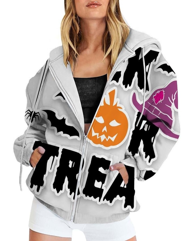 Halloween Jacket for Women,Zip up Hoodies Pumpkins Plus Size Sweatshirts Y2k Cute Fall Drawstring Jackets with Pocket Hallowe...