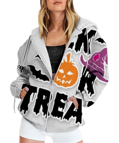 Halloween Jacket for Women,Zip up Hoodies Pumpkins Plus Size Sweatshirts Y2k Cute Fall Drawstring Jackets with Pocket Hallowe...