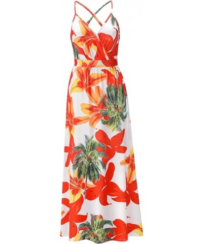 Womens Casual Deep V Neck Floral Bohemian Spaghetti Strap Beach Maxi Dress Lq053-hong $11.75 Dresses