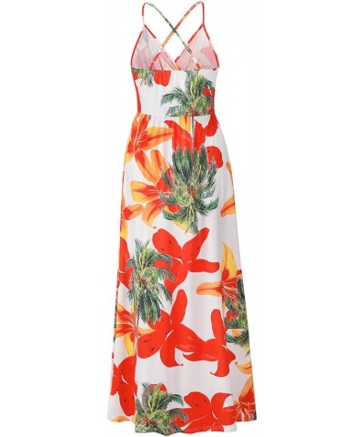 Womens Casual Deep V Neck Floral Bohemian Spaghetti Strap Beach Maxi Dress Lq053-hong $11.75 Dresses