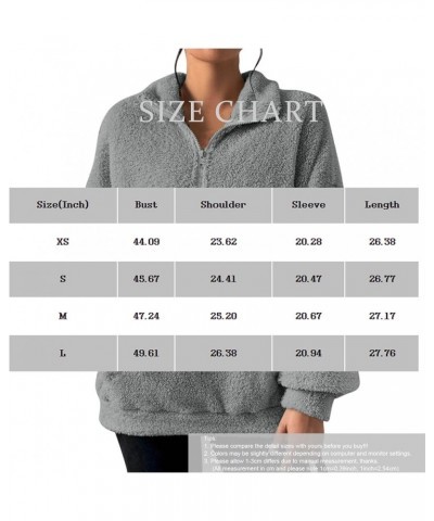 Women's Quarter Zip Pullover Fuzzy Oversized Sweatshirt Fleece Pullover Sweater Comfy Fall Outfits with Pocket A003-gray $8.2...